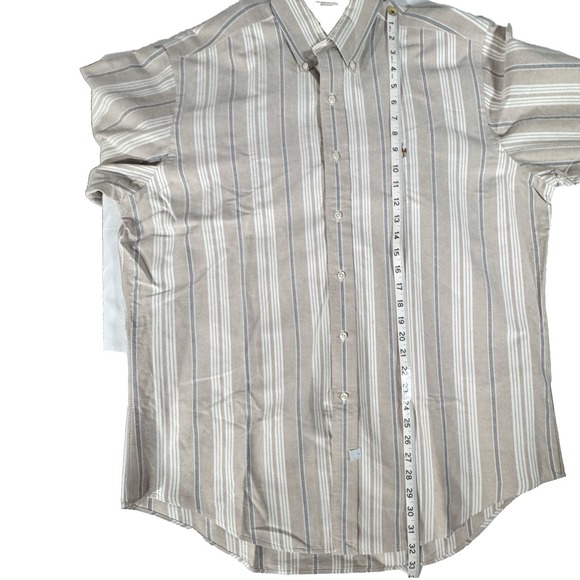 Ralph Lauren Shirt Yarmouth Men 16/34 Stripe Button-Down Beige/White Retro Faded - Picture 6 of 7